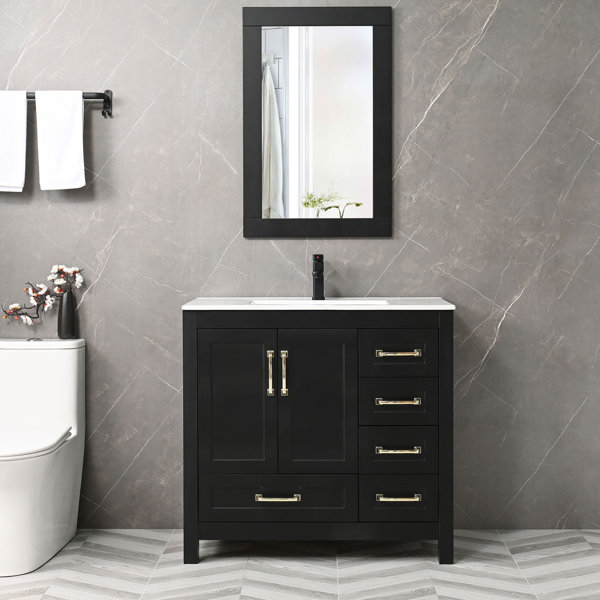 Ebern Designs 36" Single Bathroom Vanity Set With Ceramic Sink